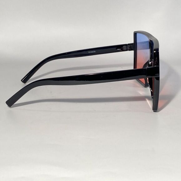 1077 Oversized Square Sunglasses Gradient Blue Orange Lense Black Frame … main image 4